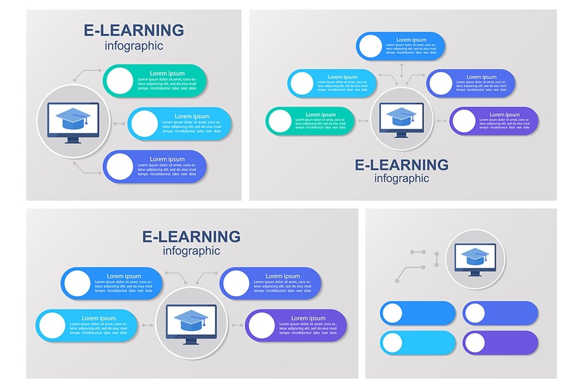 Online courses infographic template set