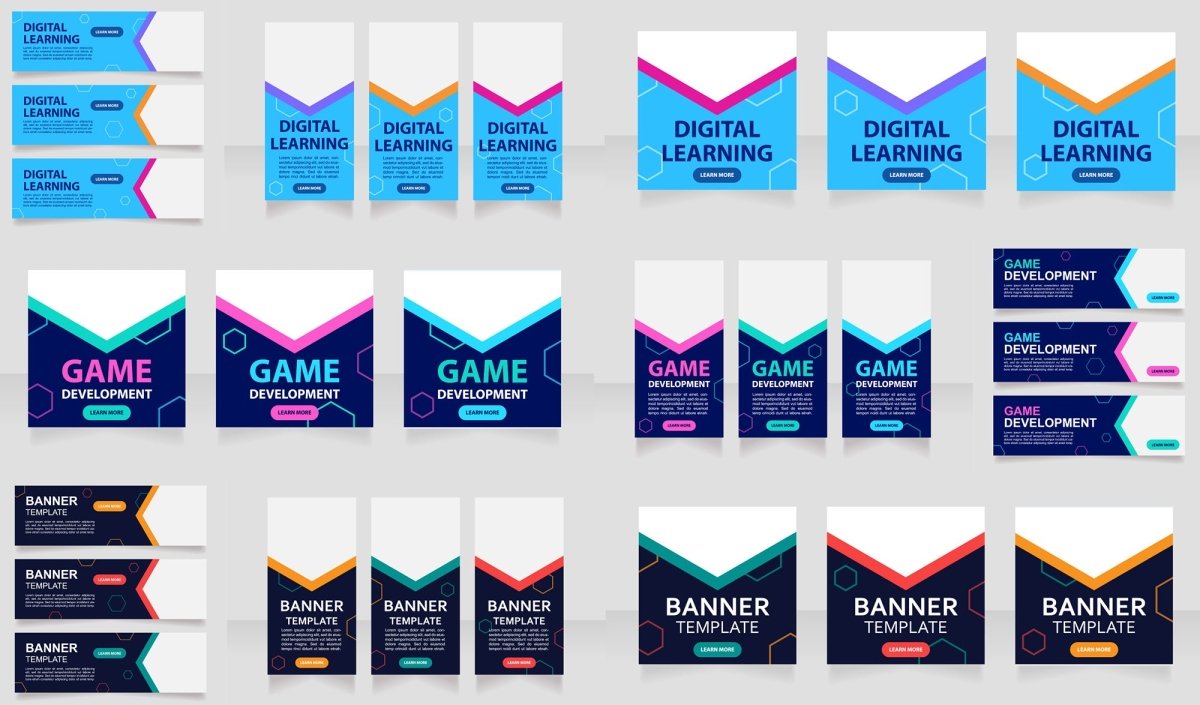 Online courses web banner design template bundle