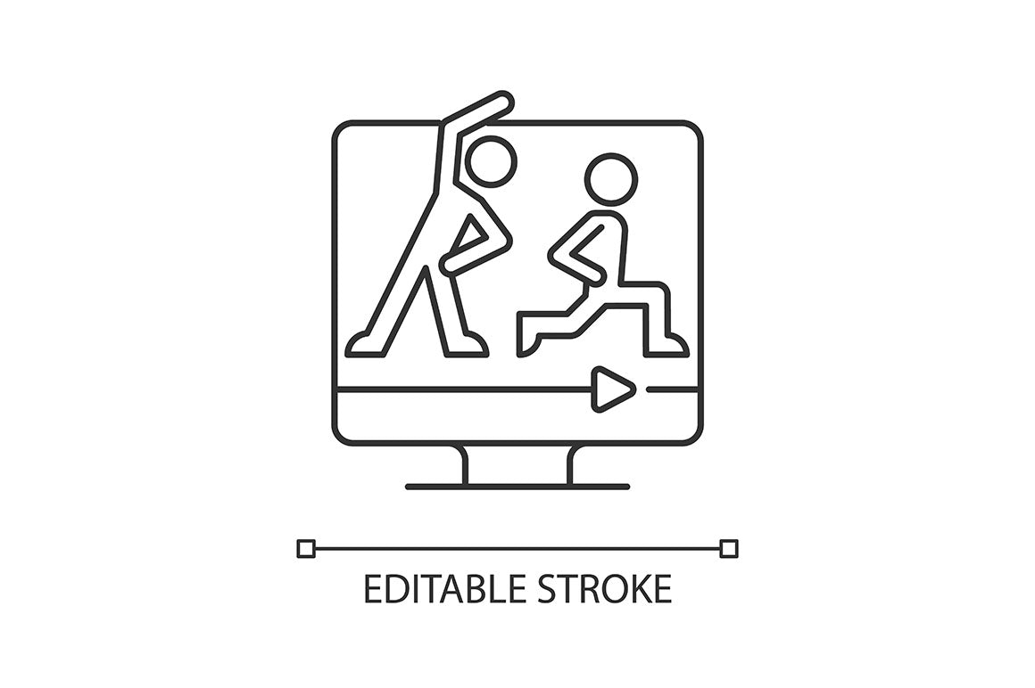 Online fitness apps linear icons set for dark and light mode