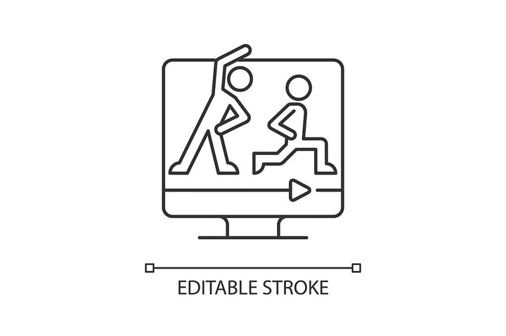Online fitness apps linear icons set for dark and light mode