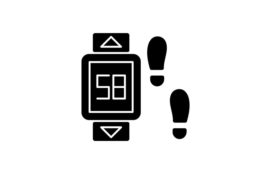 Online fitness apps possibilities black glyph icons set on white space.