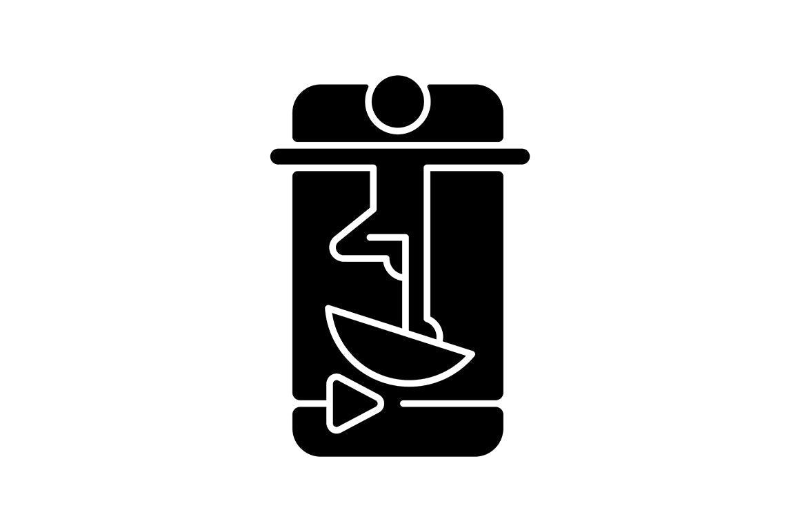 Online fitness apps possibilities black glyph icons set on white space.