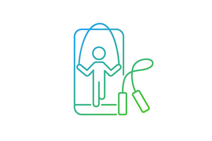 Online fitness apps possibilities gradient linear vector icons set