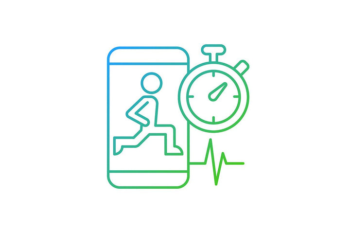 Online fitness apps possibilities gradient linear vector icons set