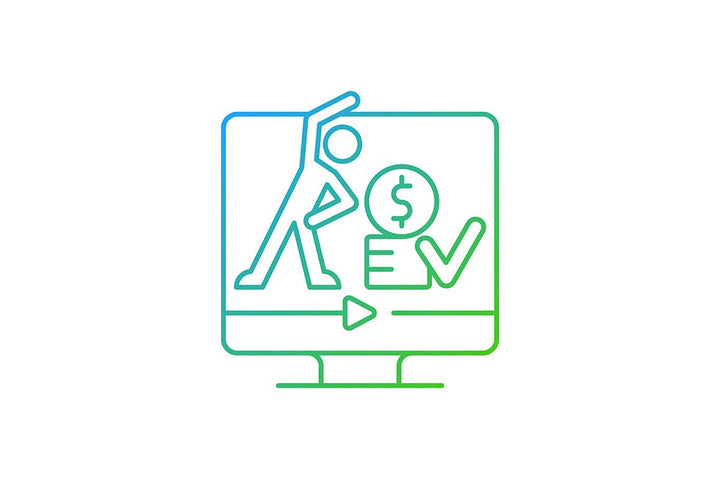 Online fitness apps possibilities gradient linear vector icons set