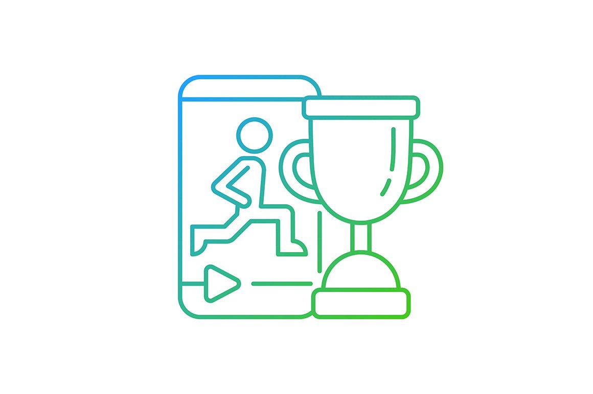 Online fitness apps possibilities gradient linear vector icons set