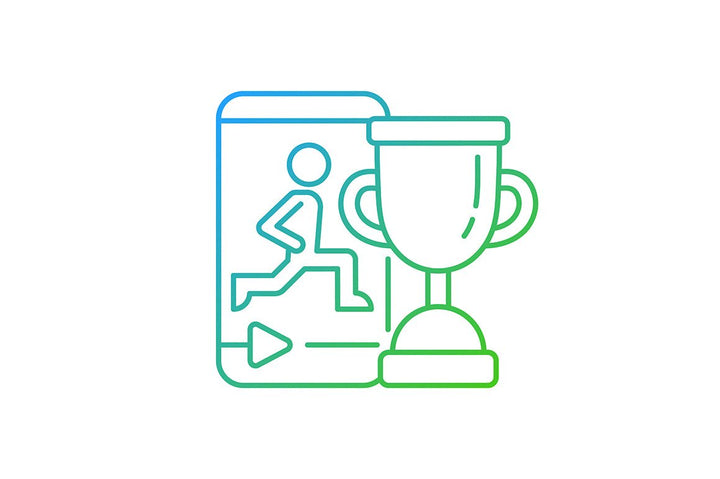 Online fitness apps possibilities gradient linear vector icons set