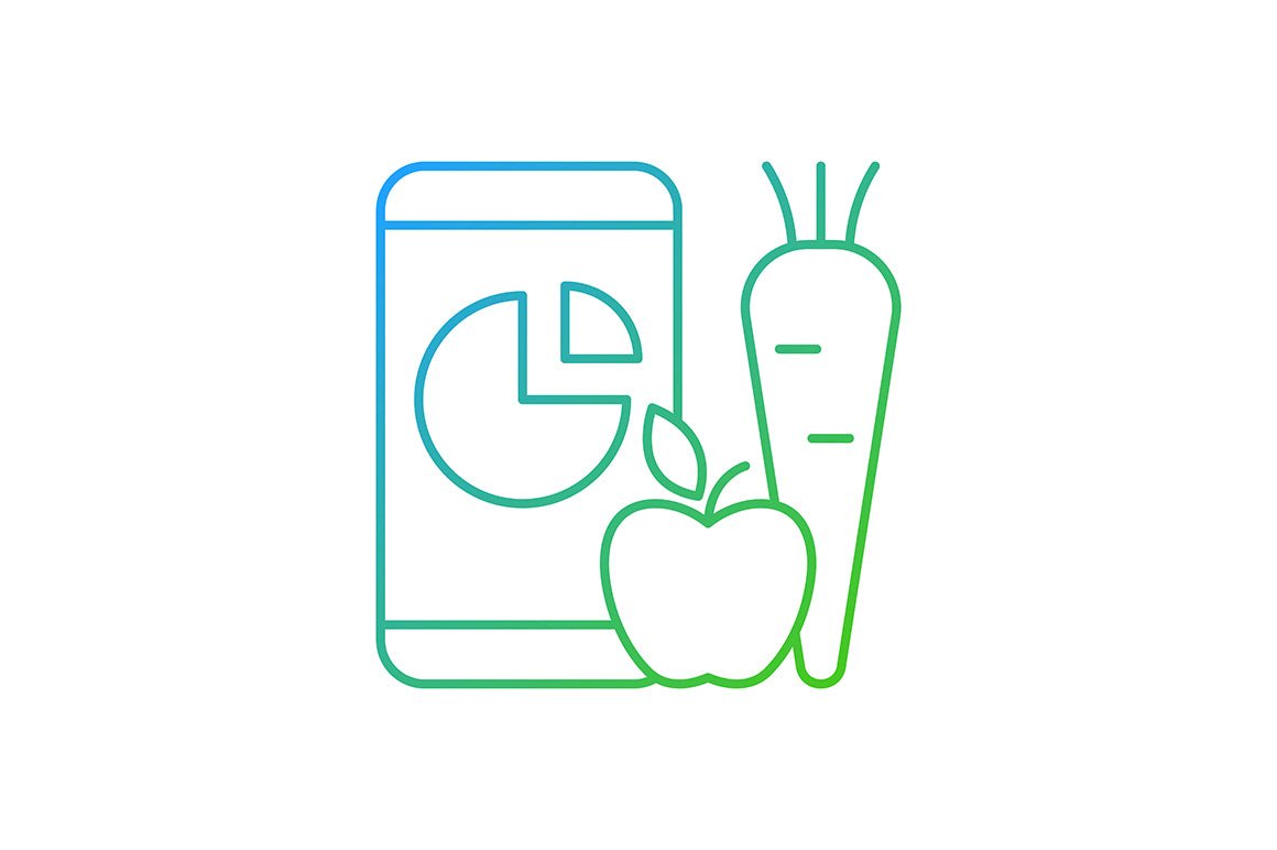 Online fitness apps possibilities gradient linear vector icons set