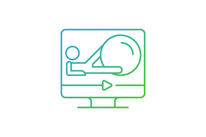 Online fitness apps possibilities gradient linear vector icons set