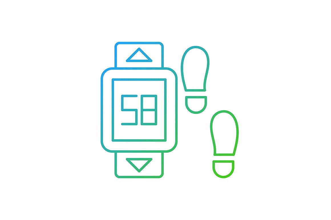 Online fitness apps possibilities gradient linear vector icons set