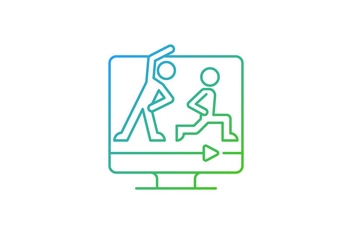 Online fitness apps possibilities gradient linear vector icons set