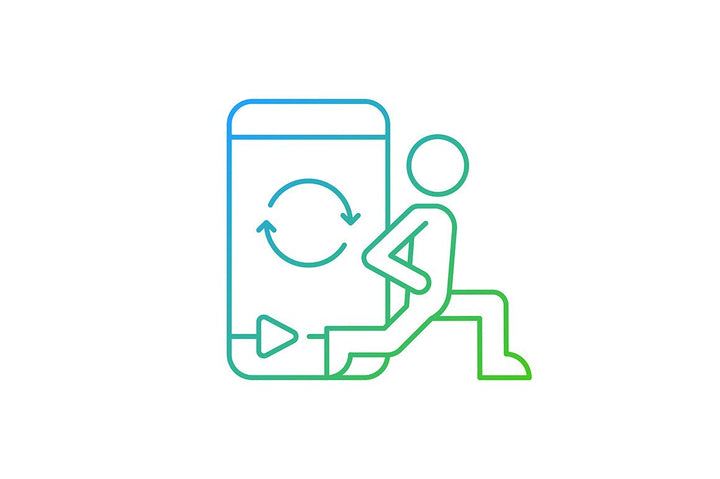 Online fitness apps possibilities gradient linear vector icons set