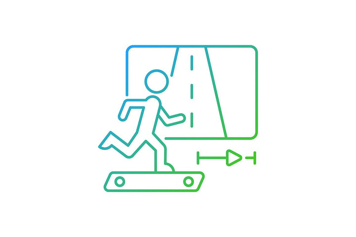 Online fitness apps possibilities gradient linear vector icons set