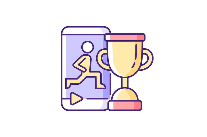 Online fitness apps possibilities RGB color icons set.