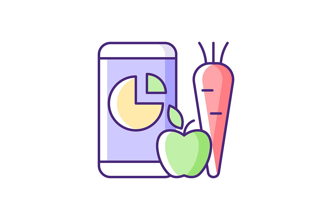 Online fitness apps possibilities RGB color icons set.