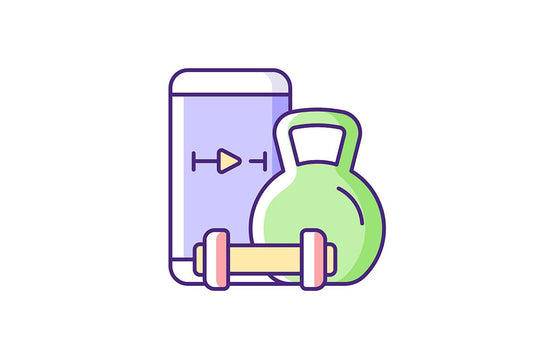 Online fitness apps possibilities RGB color icons set.