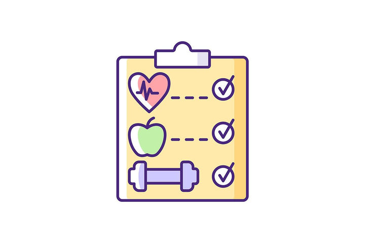 Online fitness apps possibilities RGB color icons set.