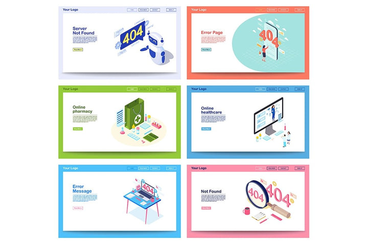 Online healthcare isometric website template
