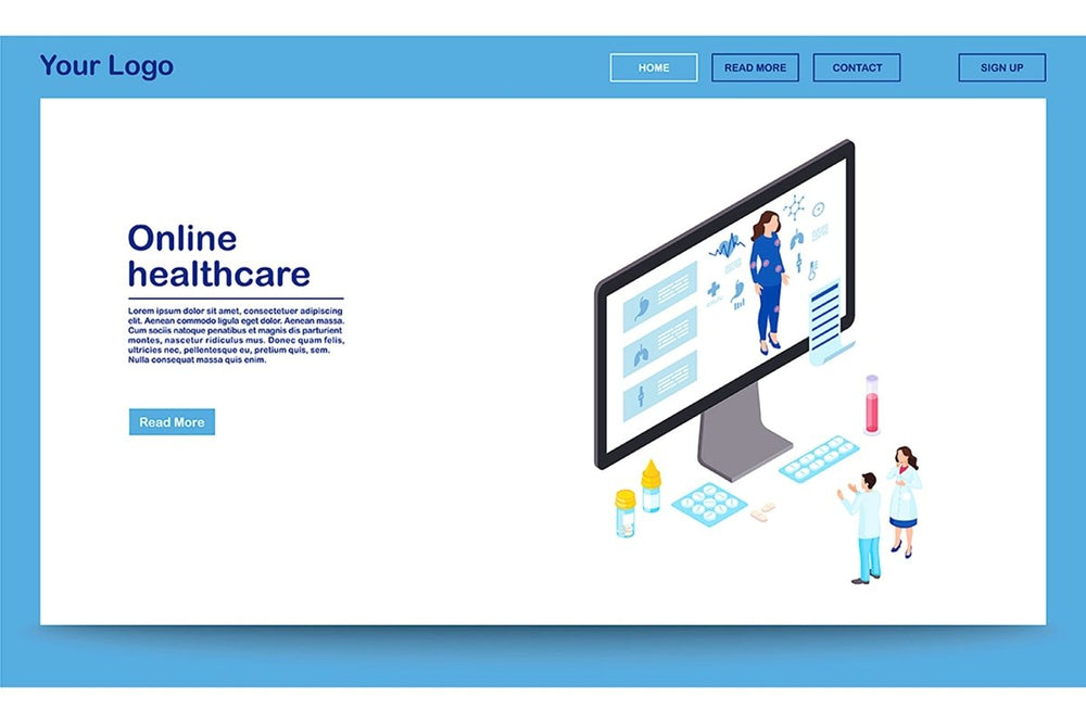 Online healthcare isometric website template
