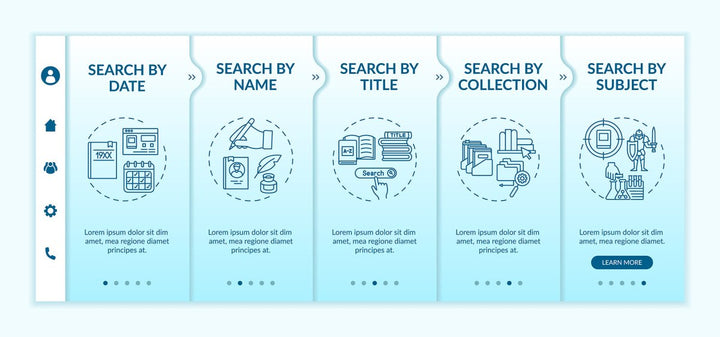 Online library categories onboarding vector template bundle