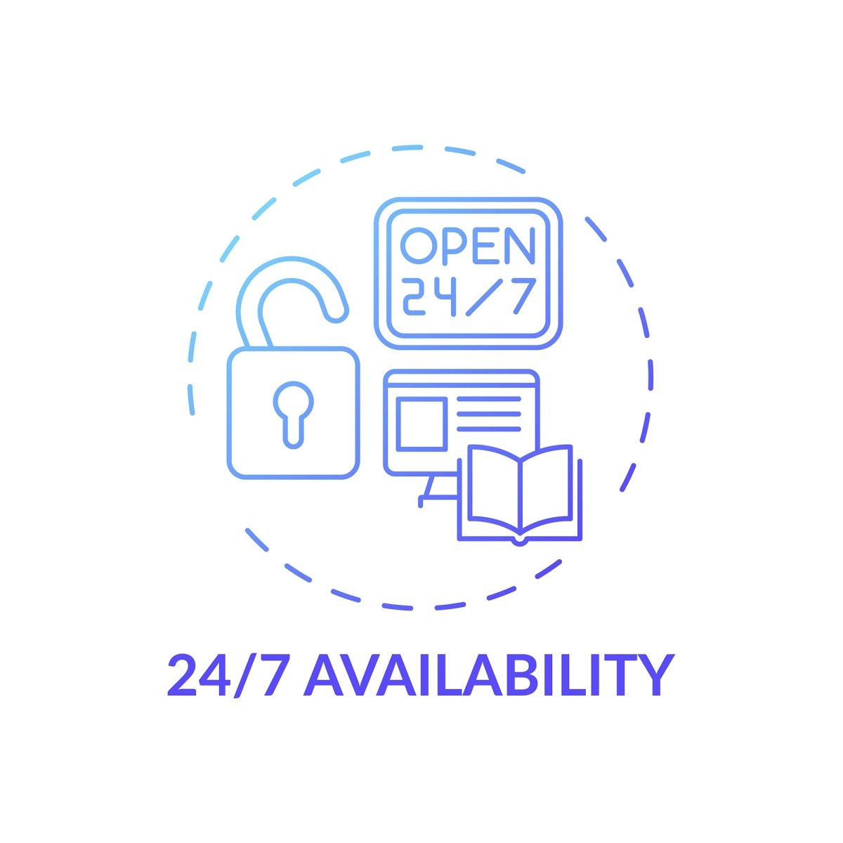 Online library concept icons bundle