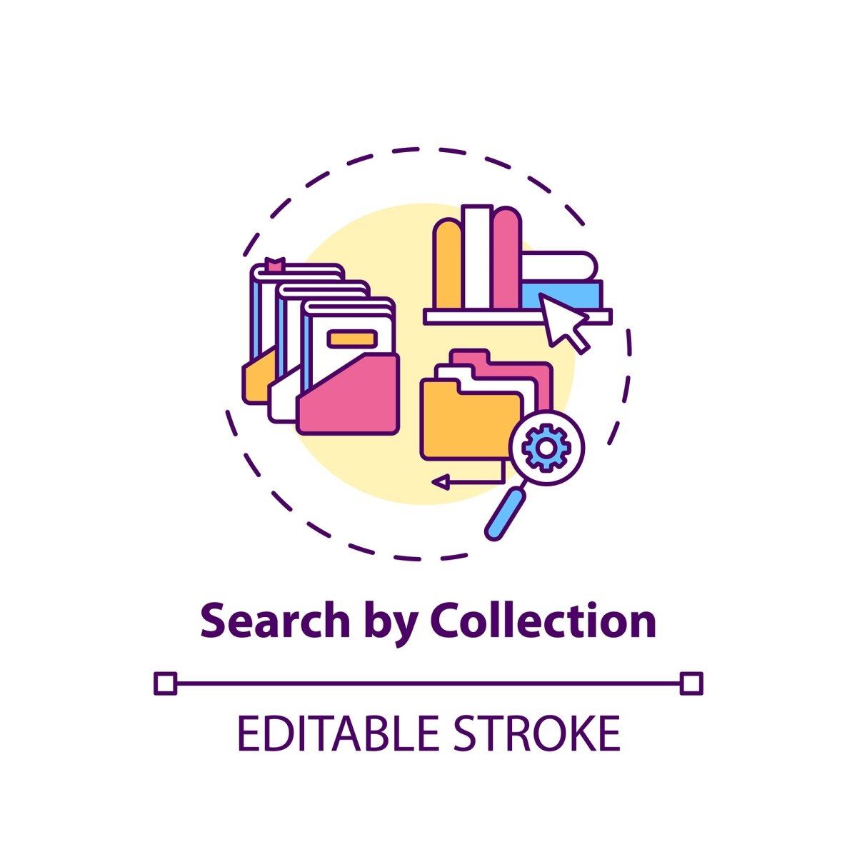 Online library concept icons bundle