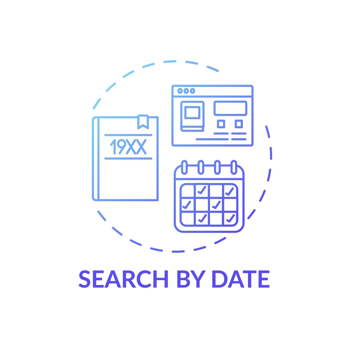 Online library concept icons bundle