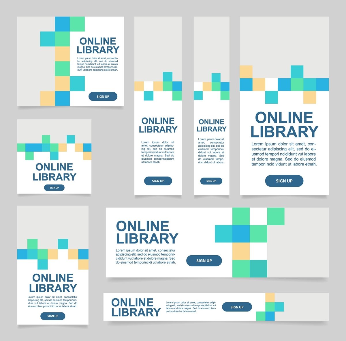 Online library web banner design template