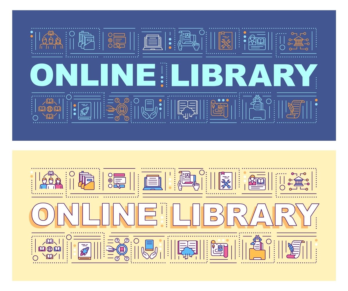 Online library word concepts banner bundle