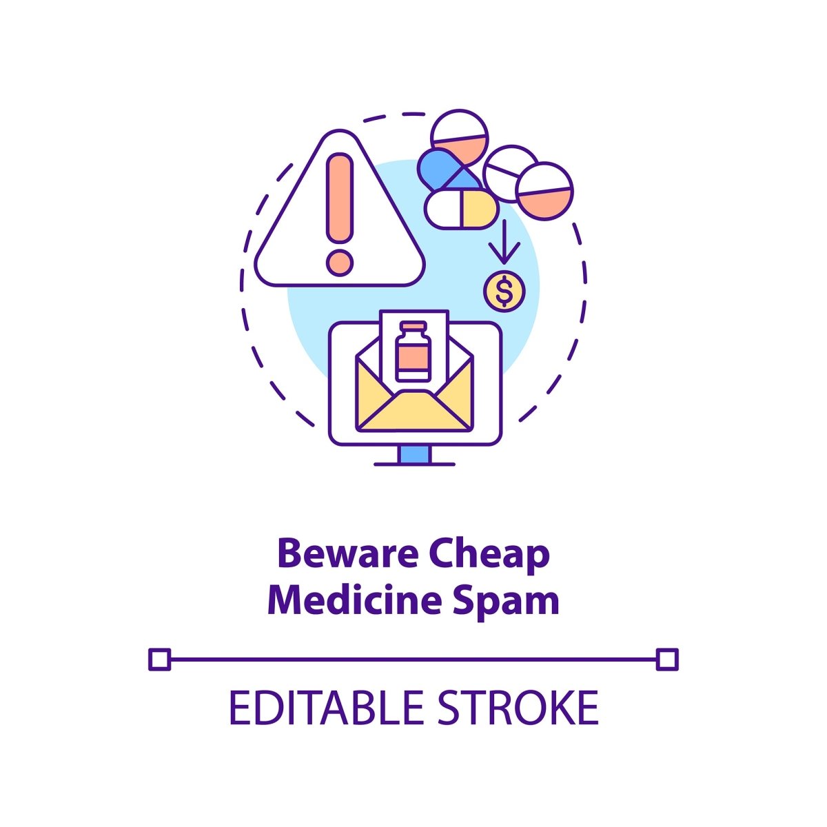 Online pharmacy concept icons bundle