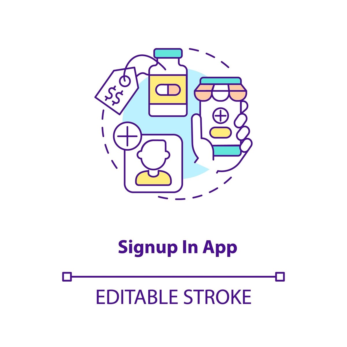 Online pharmacy concept icons bundle