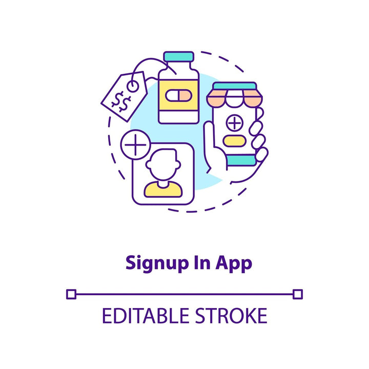 Online pharmacy concept icons bundle