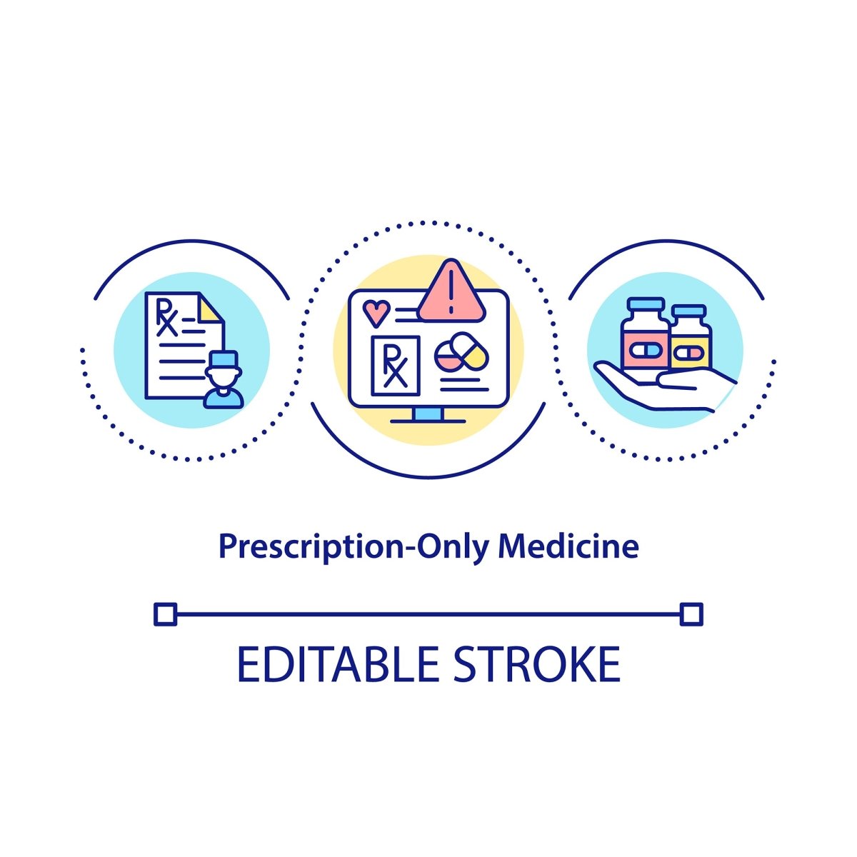 Online pharmacy concept icons set