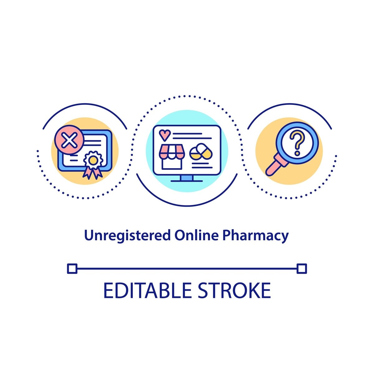 Online pharmacy concept icons set