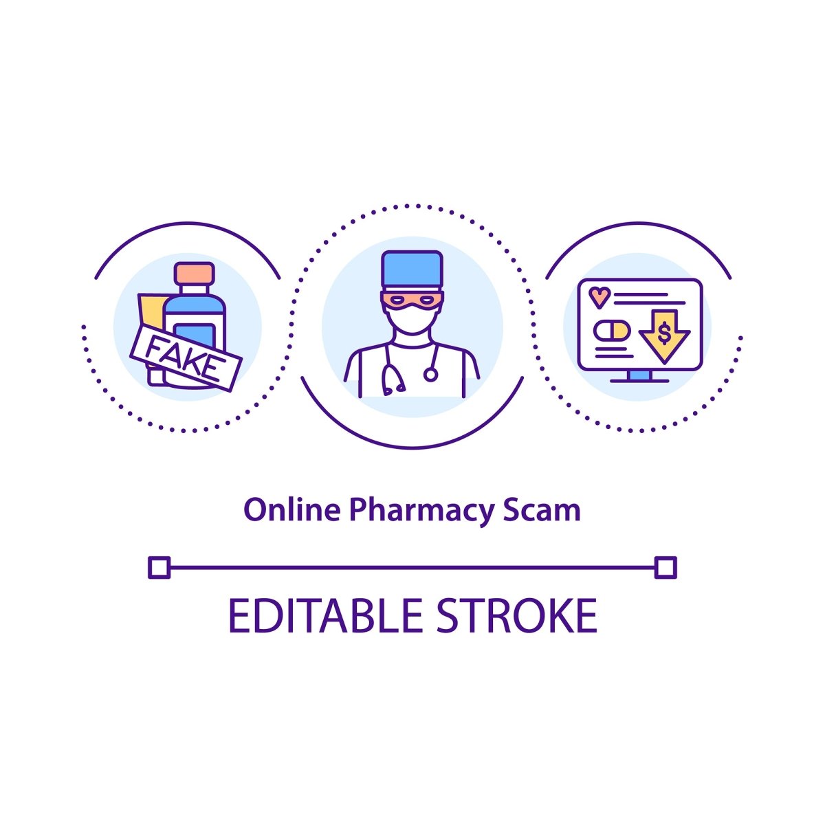 Online pharmacy concept icons set