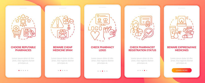 Online pharmacy onboarding mobile app page screen bundle