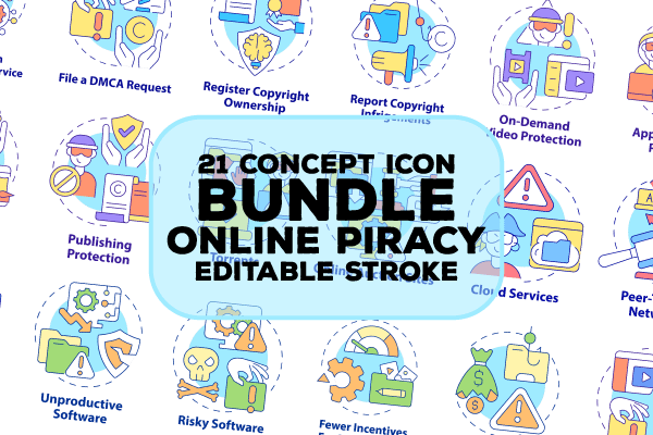 Online Piracy Concept Icons Bundle