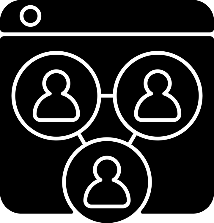 Online platforms black glyph icons set on white space