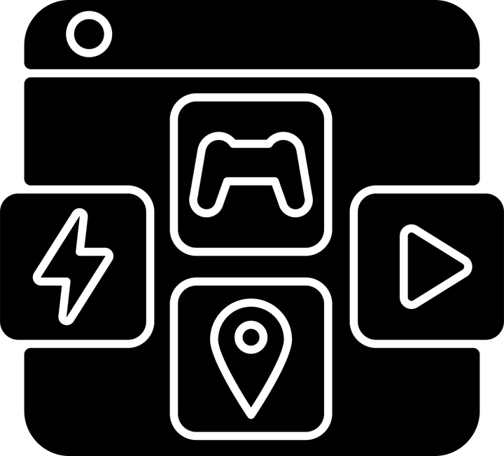 Online platforms black glyph icons set on white space