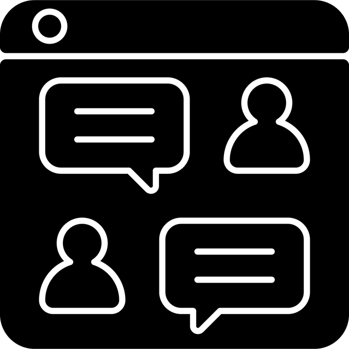 Online platforms black glyph icons set on white space