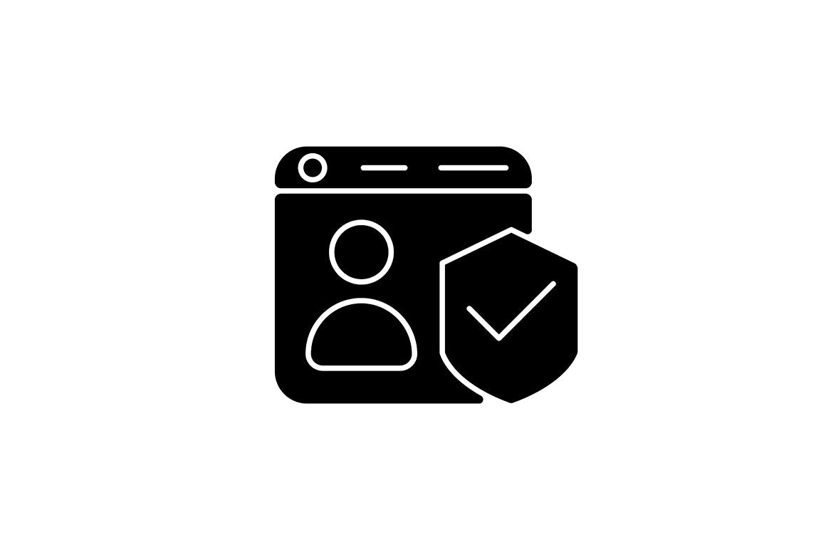 Online surveillance and censorship black glyph icons set on white space