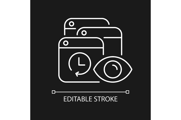 Online surveillance and censorship linear icons set for dark and light mode. Editable Stroke