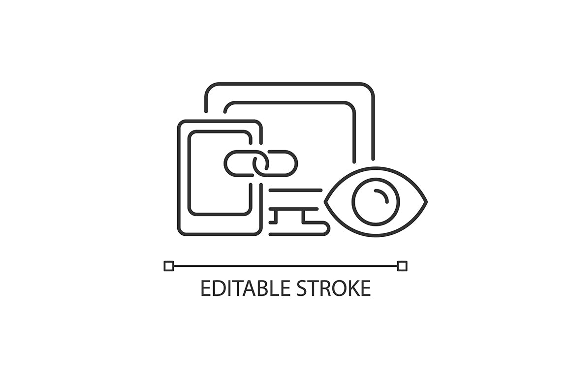 Online surveillance and censorship linear icons set for dark and light mode. Editable Stroke