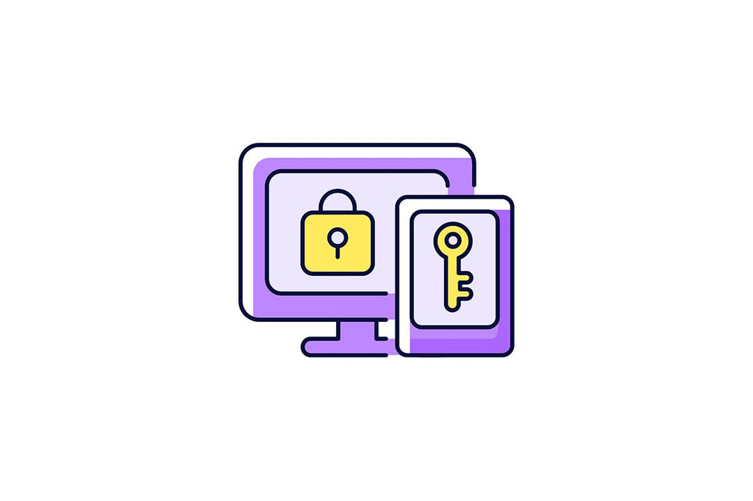 Online surveillance and censorship purple RGB color icons set
