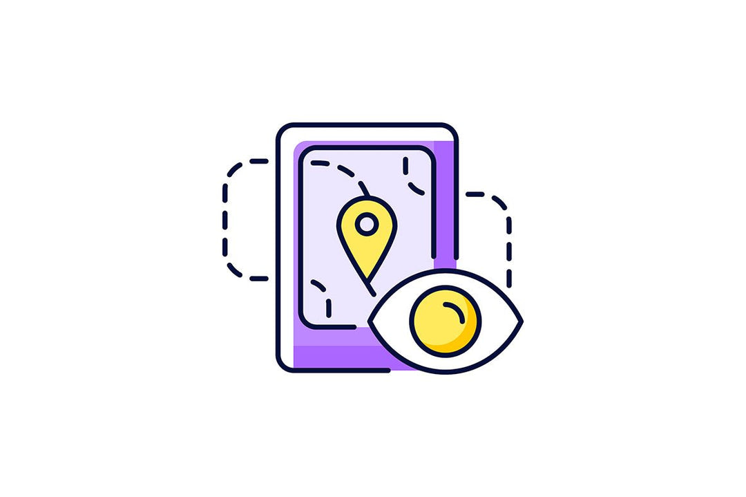 Online surveillance and censorship purple RGB color icons set