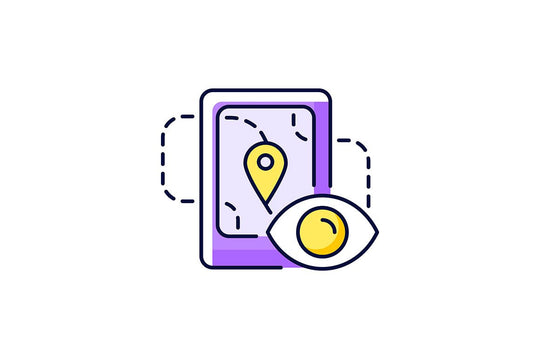 Online surveillance and censorship purple RGB color icons set