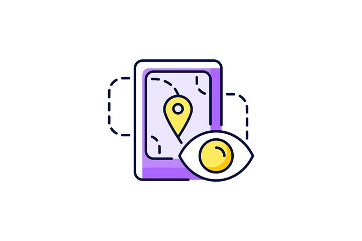 Online surveillance and censorship purple RGB color icons set