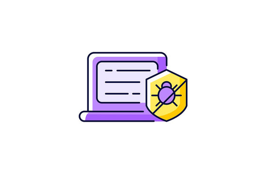 Online surveillance and censorship purple RGB color icons set