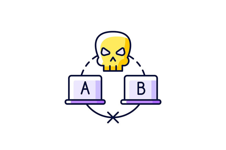 Online surveillance and censorship purple RGB color icons set