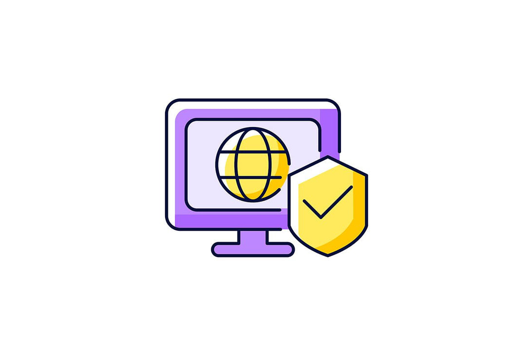 Online surveillance and censorship purple RGB color icons set